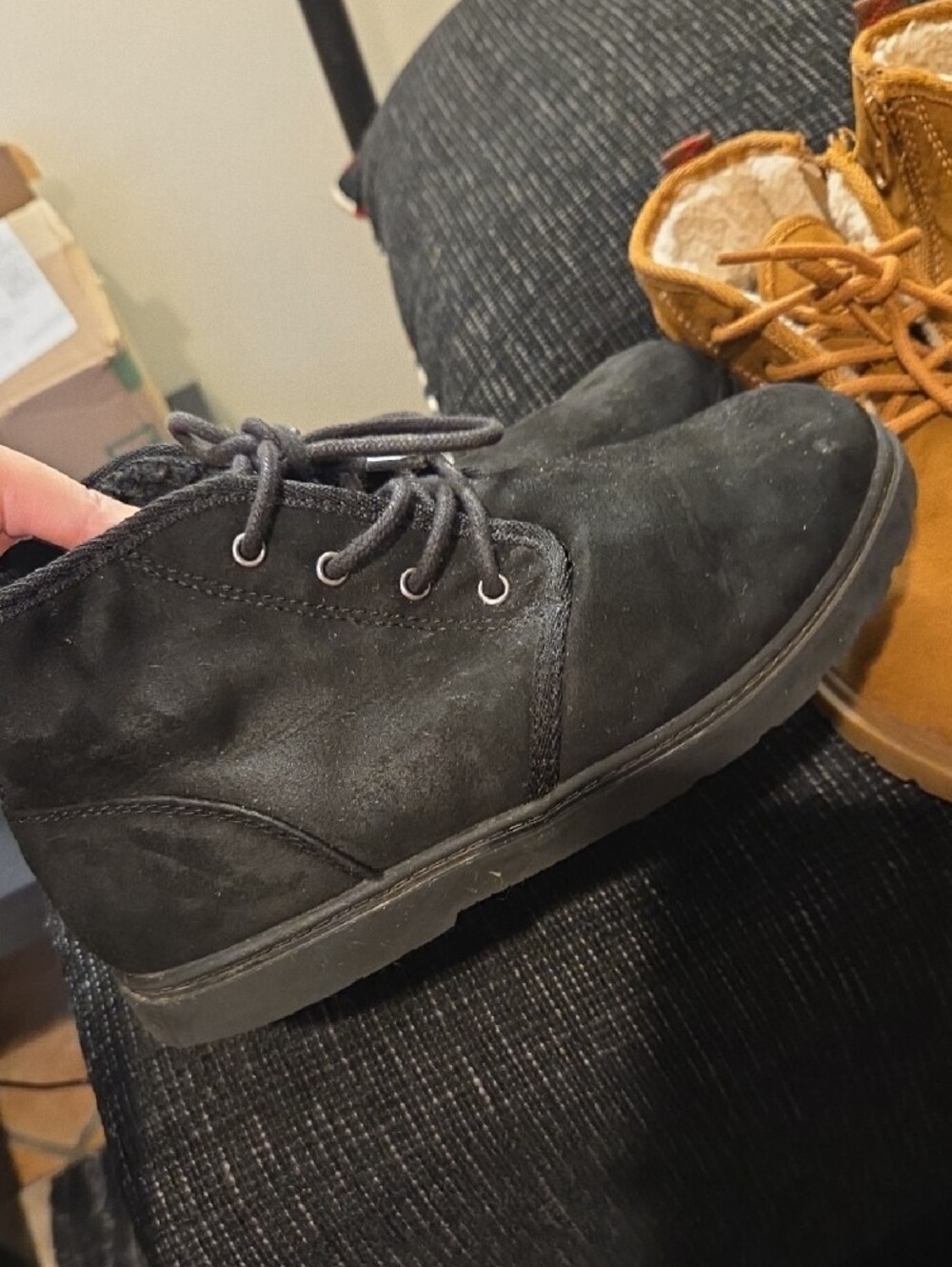 Cat & Jack Tan Kids Lace-Up Faux Fur Winter Boots - Picture 2 of 7
